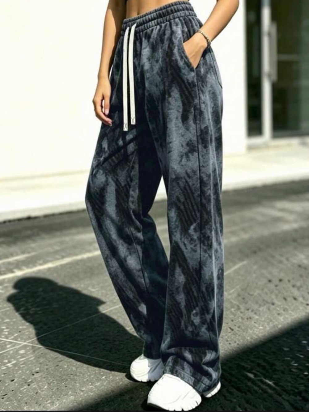 Wide Leg Tie-Dye Joggers Sweatpants with Drawstring - Picture 3 of 5